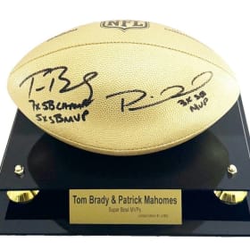 Autographed football with Tom Brady and Patrick Mahomes item