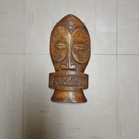 Hand-Carved African-Style Wooden Mask Wall Hanging item
