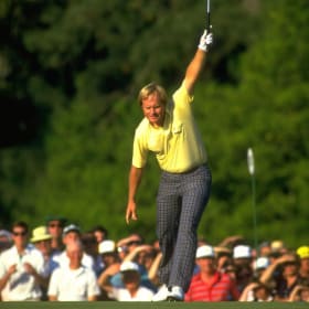 Jack Nicklaus Signed Masters Flag and Photo Display item