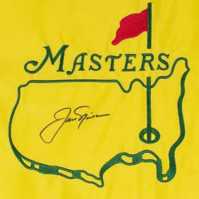 Jack Nicklaus Signed Masters Flag and Photo Display item