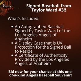 Signed Baseball from Angels LF #3 Taylor Ward! item