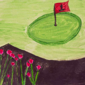 I love to golf at the golf course with my golf team. item