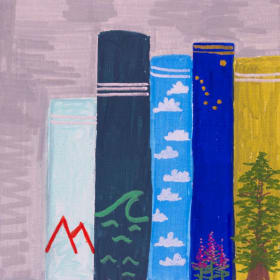 An avid reader, each spine represents a state I lived and .. item