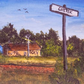 Railroad sign welcoming to Chetek item