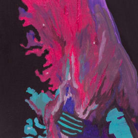 A face and northern lights coming out of the hand item