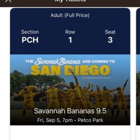 Savannah Bananas (2 TIX) Premier Club Row 1 - WITH PARKING item