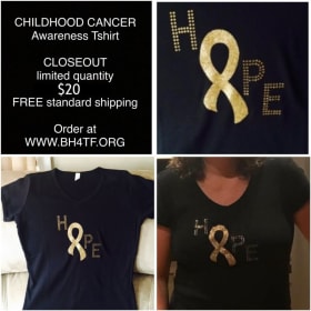 MEDIUM~ GOLD Rhinestone Childhood Cancer 🎗️ Tee item
