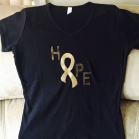 XL~ GOLD Rhinestone Childhood Cancer 🎗️ Tee item