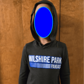 Black Long Sleeve Hooded Shirt w/WP Pandas text item