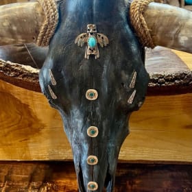 Rustic Elegance: Custom-Made Turquoise Longhorn Skull item