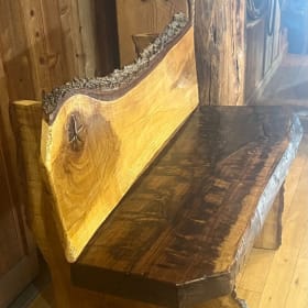 Artisan Masterpiece: Black Walnut & White Oak Bench By Ron M item