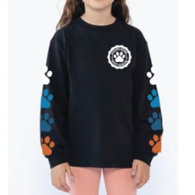 Long Sleeve Paw T-Shirt (Black) - Youth item