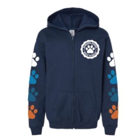 Paw Zip-Up Hoodie (Navy) - Youth item