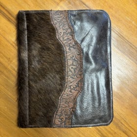 Handmade leather and hair notebook. item