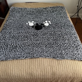 52x54 Gray Afghan with paw prints item