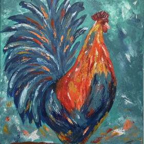 Pallet Knife Rooster 16x20 Canvas item