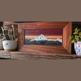 Stunning, Hand-crafted Wood & Stone Mountain Wall Art item