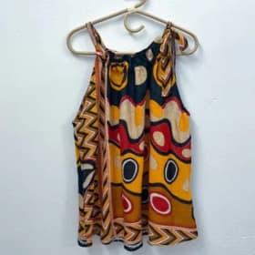 Swahlee Upcycled Sari Tie Neck Top item