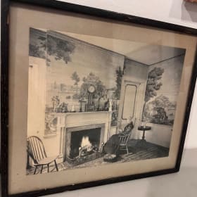 "At the Fender" two framed prints Wallace Nutting item