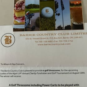 Golf 3some at Barrie Country Club-Value $480 item