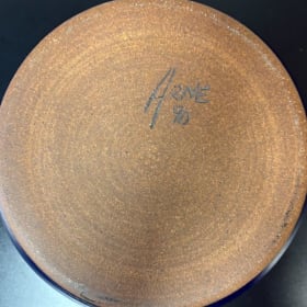 Large Blue Pottery Bowl signed by artist item