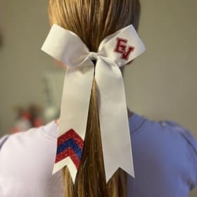 White Long Tail Bow with Red and Navy Arrows item