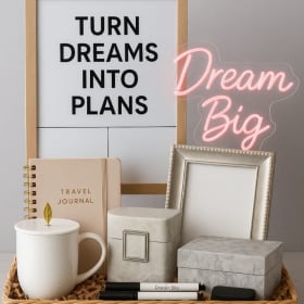 Vision Board Inspiration Basket- Light Blue Bow item