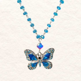 Handmade Crystal & Turquoise Butterfly Necklace-$80 Value item