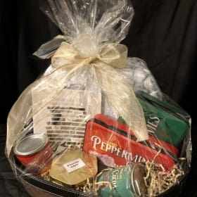 #13 hot cocoa blanket book basket item