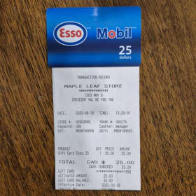 $25.00 ESSO Gift Card item