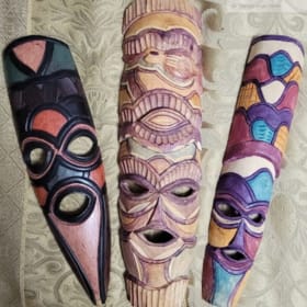Hand-Carved Tribal Mask Set – South Africa item
