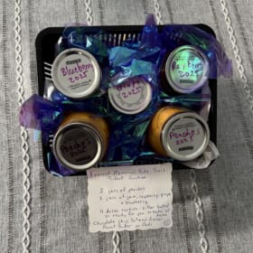 Canned peaches, jams and home aid cookies! item