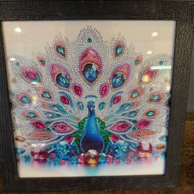 Colorful Peacock with Jewel Accents Diamond Art-$75 Value item