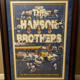 33"x45" Framed Slapshot Poster Signed by the Hanson Brothers item