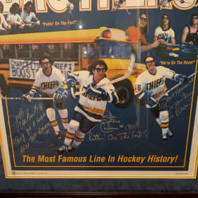 33"x45" Framed Slapshot Poster Signed by the Hanson Brothers item