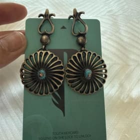 Sterling Silver Turquoise Concho Dangle Earrings item