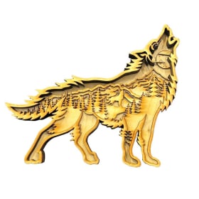 Laser Cut Wooden Wolf item