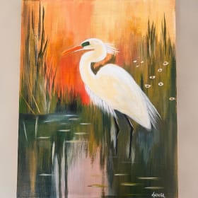 “Golden Marsh Egret” – Original Acrylic by Andrea Bauer item
