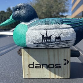 Hand Painted Pintail Duck Decoy with Wooden Danos Stand item
