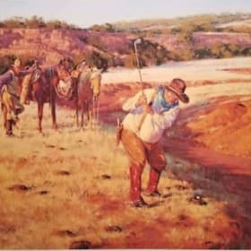SOLD_ DO NOT BID Pair of Russell Houston Cowboy Golf Prints item