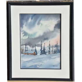 Cabin in winter landscape item
