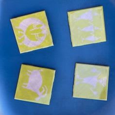 Yellow handcrafted ceramic tiles item