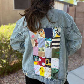 Patchwork Jean Jacket Made from P2 Kids’ Sweatshirts item