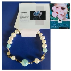 2 x Larimar and Pearl Bracelets item