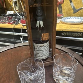 Whiskey Barrel Display case w/Bookers Bourbon item