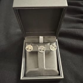 Silver Family Tree Necklace and Earrings item