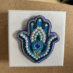 Handmade Beaded Hamsa Pin item