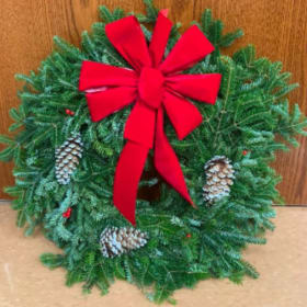 Wreath with Red Bow (Door Size 18"-20") item