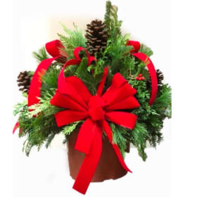 Medium Porch Pot with Red Bow item