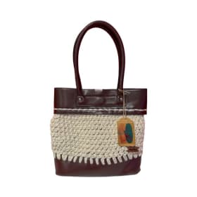 Handcrafted Crochet & Leather Tote Bag item